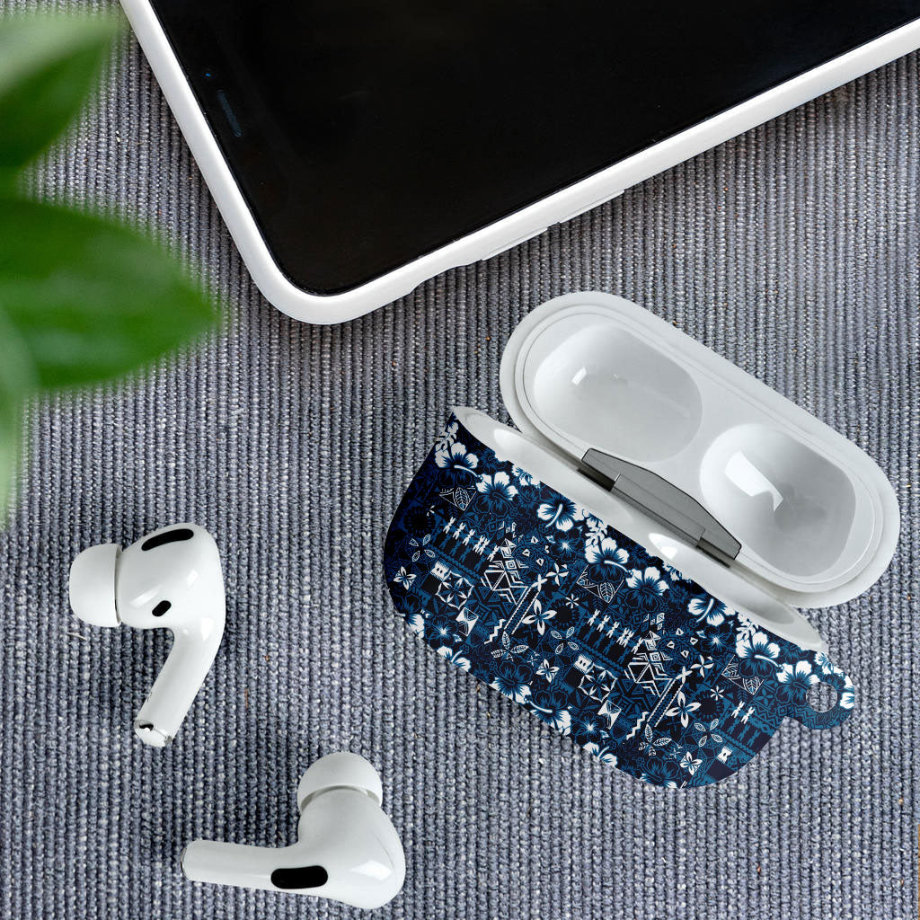 Blue Hawaiian Tapa Tribal Hibiscus AirPods Case LT9 - Polynesian Pride