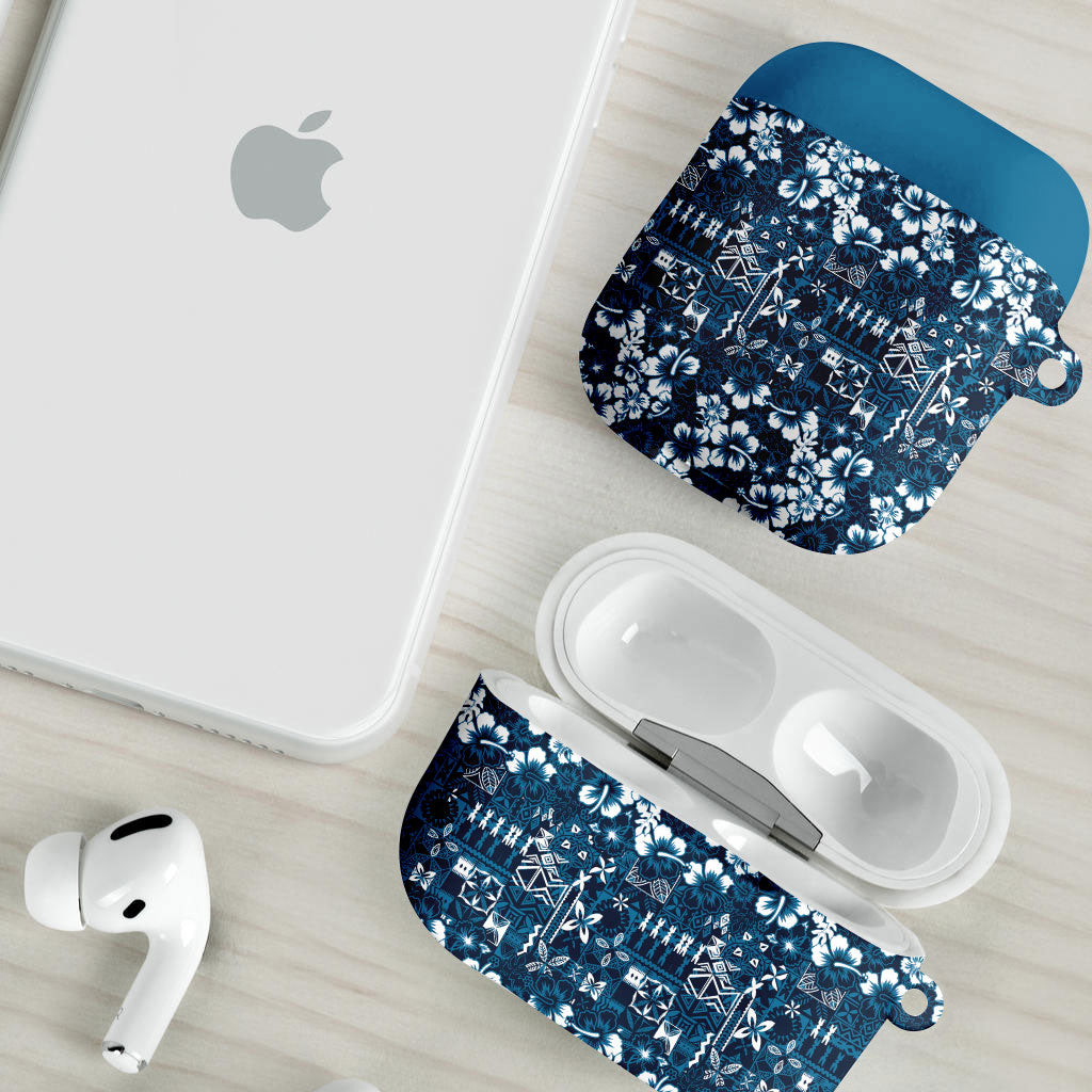 Blue Hawaiian Tapa Tribal Hibiscus AirPods Case LT9 - Polynesian Pride