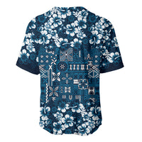 Blue Hawaiian Tapa Tribal Hibiscus Baseball Jersey LT9 - Polynesian Pride
