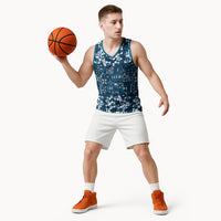 Blue Hawaiian Tapa Tribal Hibiscus Basketball Jersey LT9 - Polynesian Pride