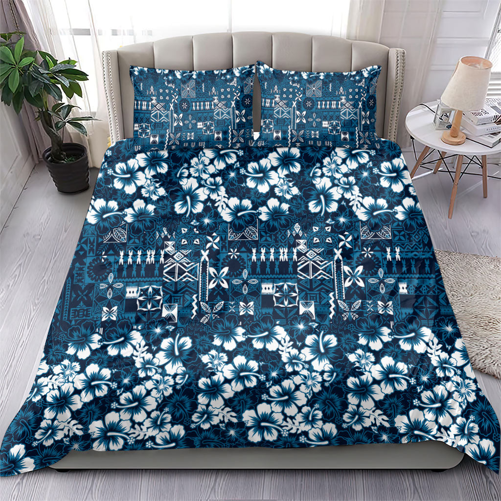 Blue Hawaiian Tapa Tribal Hibiscus Bedding Set LT9 - Polynesian Pride