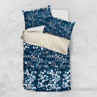 Blue Hawaiian Tapa Tribal Hibiscus Bedding Set LT9 US Twin 172cm x 218cm Blue - Polynesian Pride