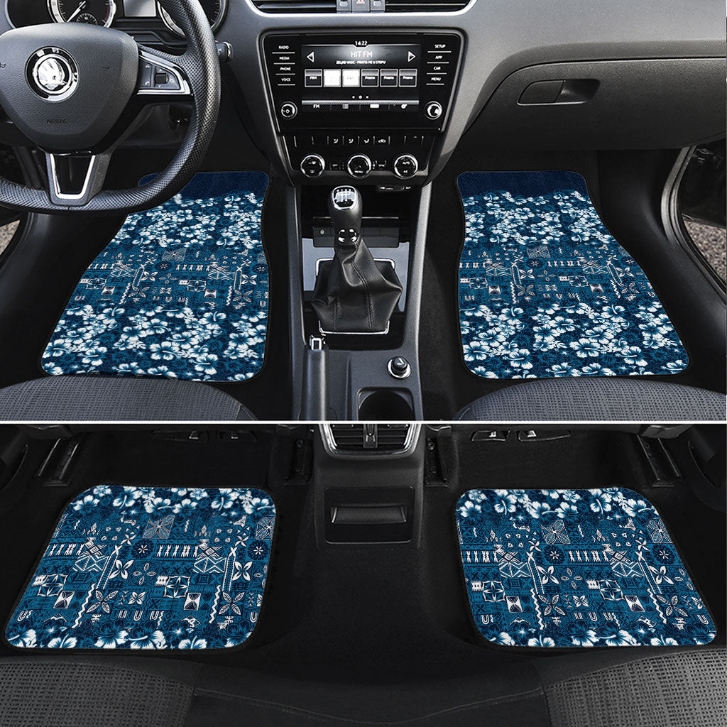Blue Hawaiian Tapa Tribal Hibiscus Car Mats LT9 Set 4pcs Blue - Polynesian Pride