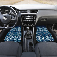 Blue Hawaiian Tapa Tribal Hibiscus Car Mats LT9 Set 2pcs - Front Blue - Polynesian Pride