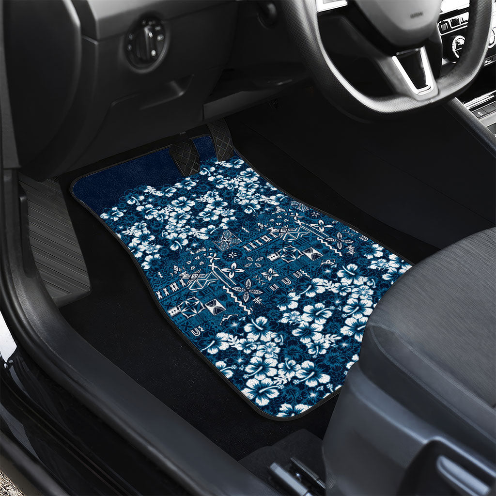 Blue Hawaiian Tapa Tribal Hibiscus Car Mats LT9 - Polynesian Pride