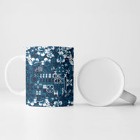 Blue Hawaiian Tapa Tribal Hibiscus Ceramic Mug LT9 - Polynesian Pride