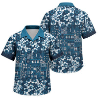 Blue Hawaiian Tapa Tribal Hibiscus Family Matching Puletasi and Hawaiian Shirt LT9 Son's Shirt Blue - Polynesian Pride