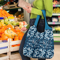 Blue Hawaiian Tapa Tribal Hibiscus Grocery Bag LT9 - Polynesian Pride