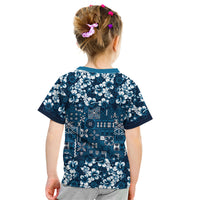 Blue Hawaiian Tapa Tribal Hibiscus Kid T Shirt LT9 - Polynesian Pride