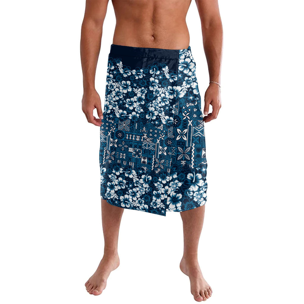 Blue Hawaiian Tapa Tribal Hibiscus Lavalava LT9 Blue - Polynesian Pride