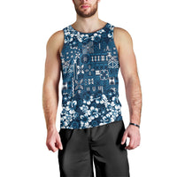 Blue Hawaiian Tapa Tribal Hibiscus Men Tank Top LT9 - Polynesian Pride
