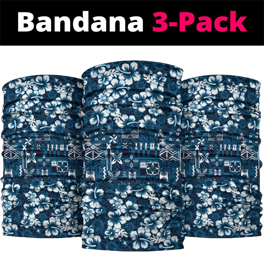 Blue Hawaiian Tapa Tribal Hibiscus Neck Gaiter LT9 package One Size: 25*50cm Blue - Polynesian Pride