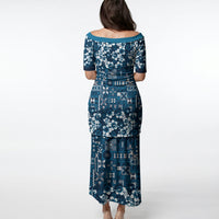 Blue Hawaiian Tapa Tribal Hibiscus Puletasi LT9 - Polynesian Pride