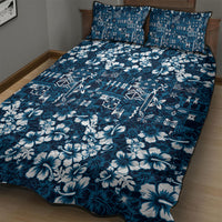 Blue Hawaiian Tapa Tribal Hibiscus Quilt Bed Set LT9 - Polynesian Pride