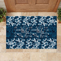 Blue Hawaiian Tapa Tribal Hibiscus Rubber Doormat LT9 Blue - Polynesian Pride