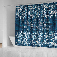 Blue Hawaiian Tapa Tribal Hibiscus Shower Curtain LT9 - Polynesian Pride