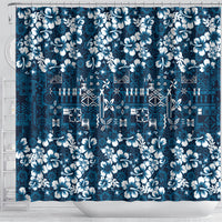 Blue Hawaiian Tapa Tribal Hibiscus Shower Curtain LT9 - Polynesian Pride