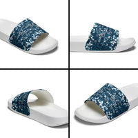 Blue Hawaiian Tapa Tribal Hibiscus Slide Sandals LT9 - Polynesian Pride