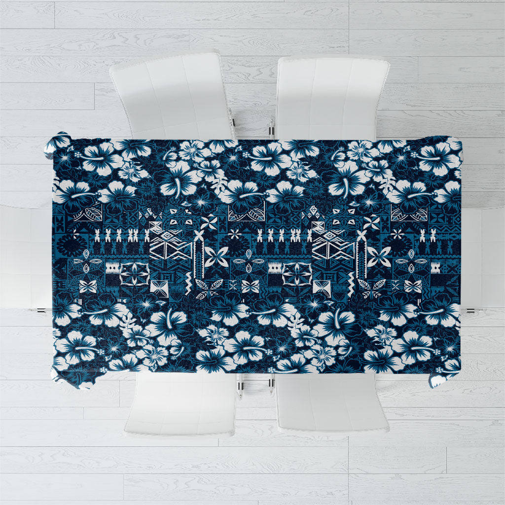 Blue Hawaiian Tapa Tribal Hibiscus Tablecloth LT9 Blue - Polynesian Pride