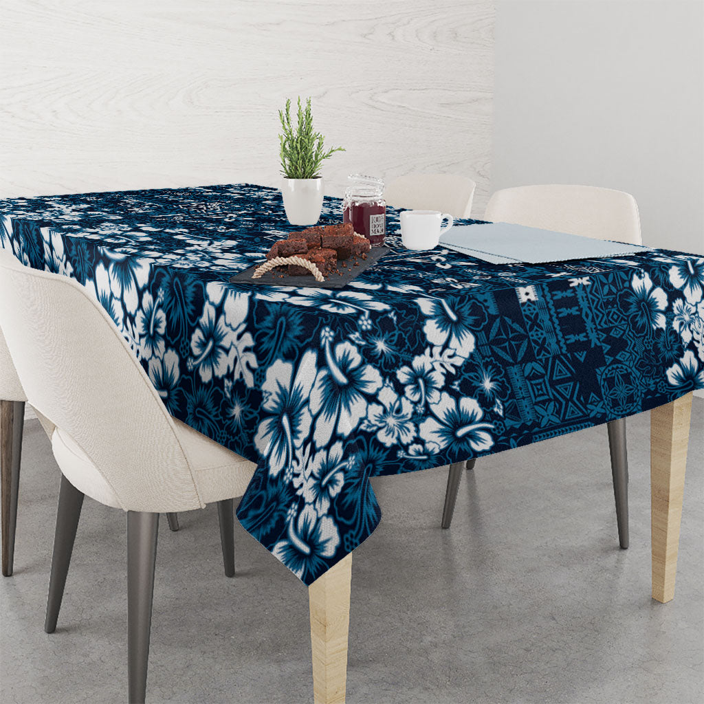 Blue Hawaiian Tapa Tribal Hibiscus Tablecloth LT9 - Polynesian Pride