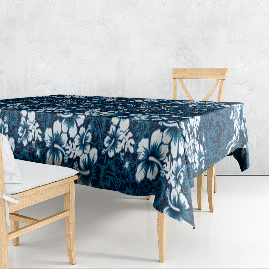Blue Hawaiian Tapa Tribal Hibiscus Tablecloth LT9 - Polynesian Pride