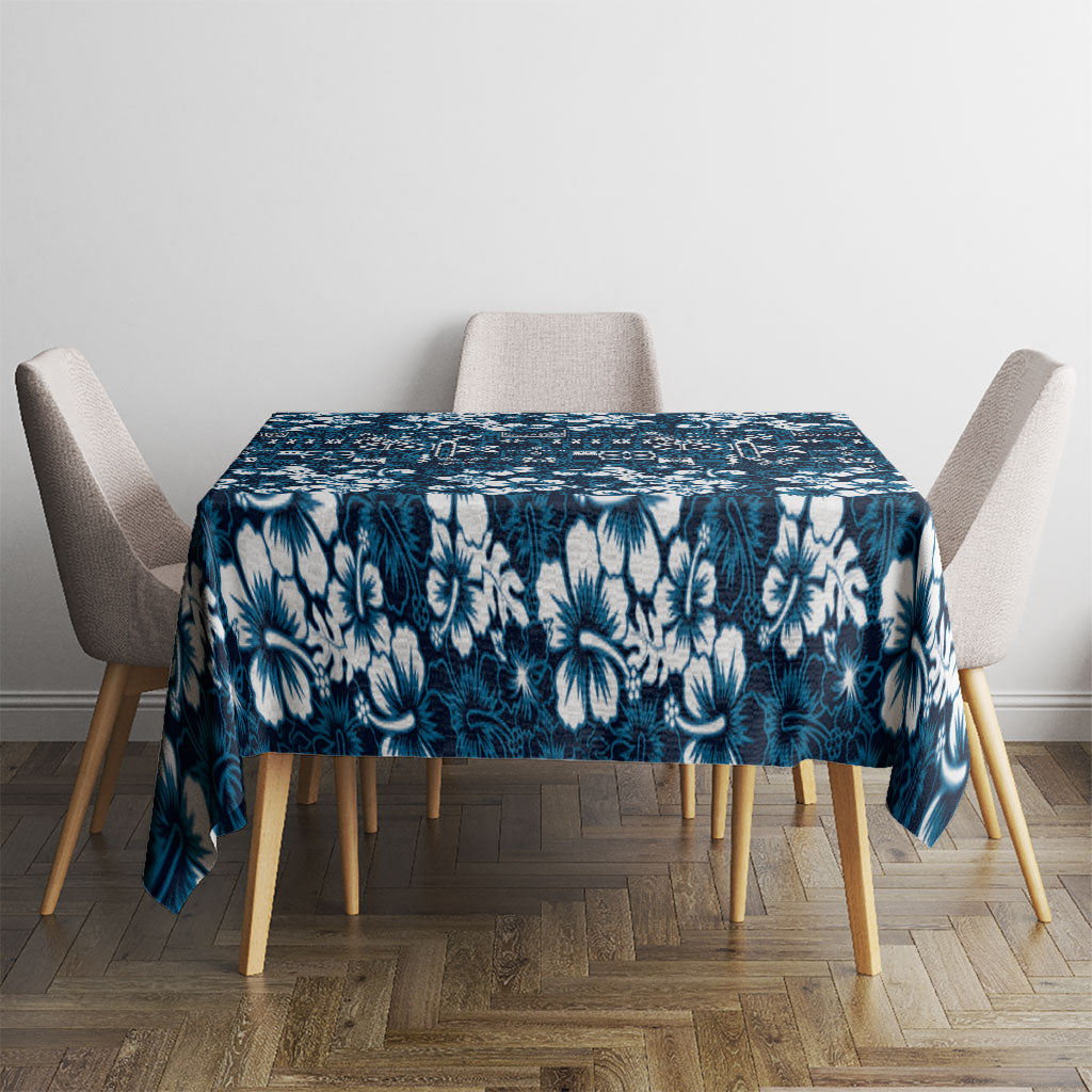 Blue Hawaiian Tapa Tribal Hibiscus Tablecloth LT9 - Polynesian Pride