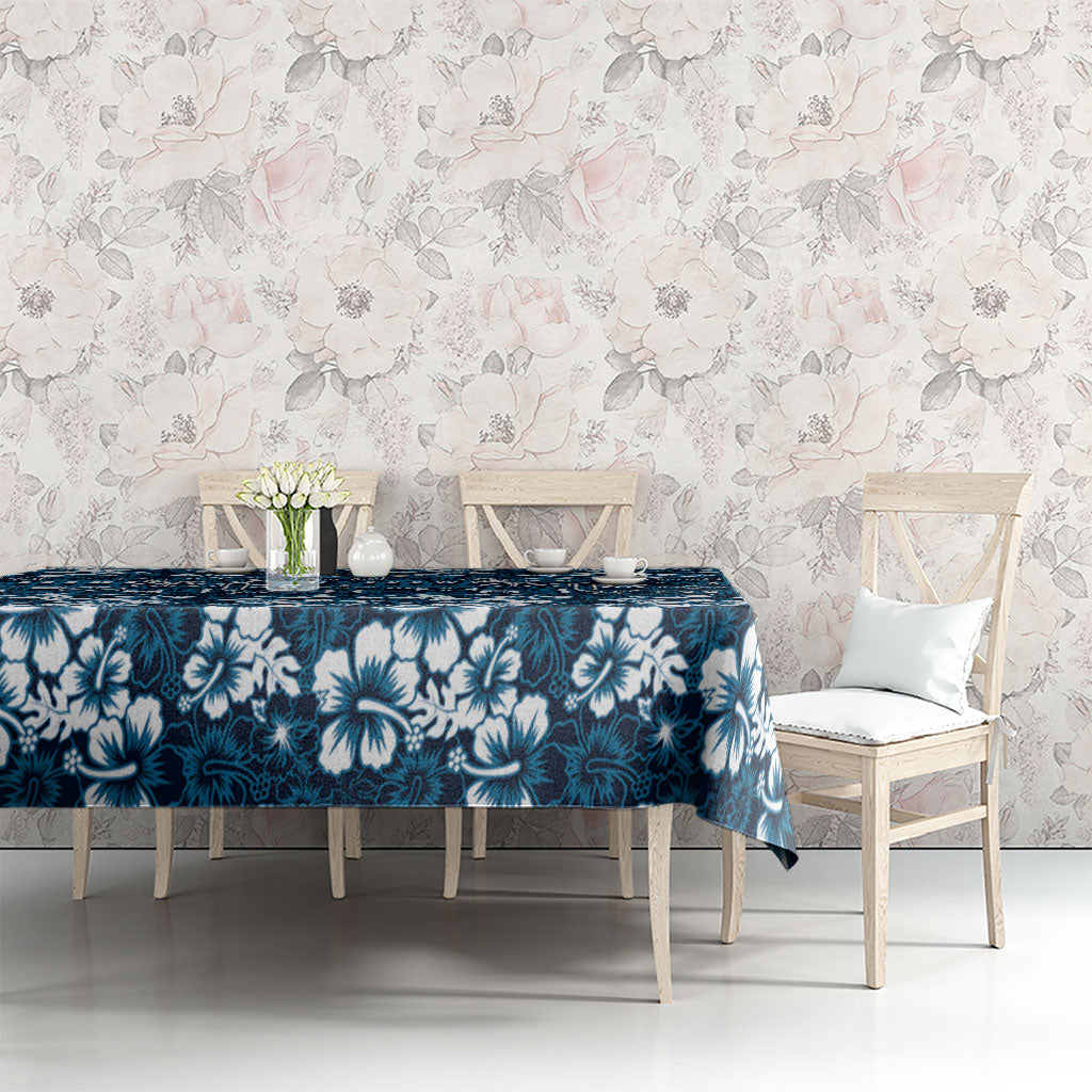 Blue Hawaiian Tapa Tribal Hibiscus Tablecloth LT9 - Polynesian Pride