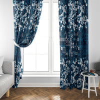 Blue Hawaiian Tapa Tribal Hibiscus Window Curtain LT9 - Polynesian Pride