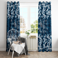 Blue Hawaiian Tapa Tribal Hibiscus Window Curtain LT9 - Polynesian Pride
