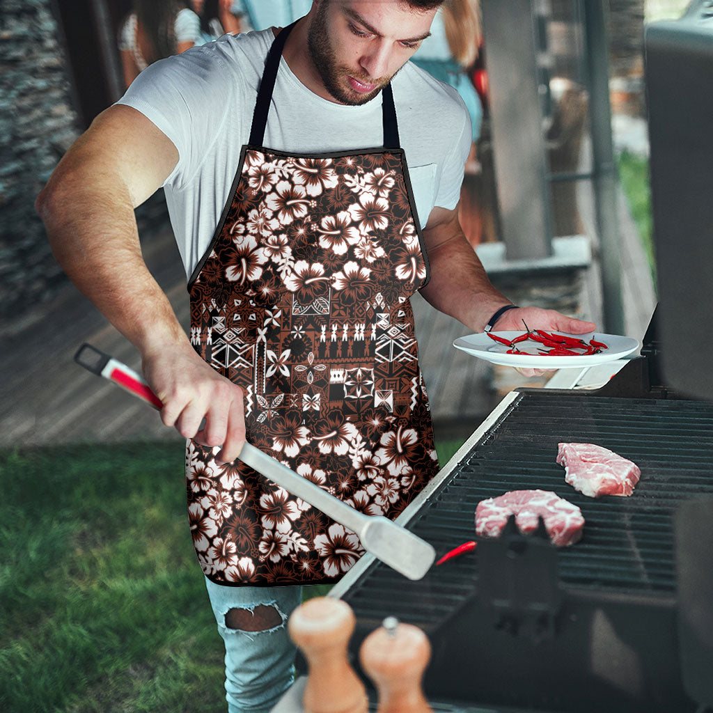 Burgundy Hawaiian Tapa Tribal Hibiscus Apron LT9 - Polynesian Pride