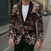 Burgundy Hawaiian Tapa Tribal Hibiscus Blazer LT9 - Polynesian Pride