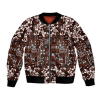 Burgundy Hawaiian Tapa Tribal Hibiscus Bomber Jacket LT9 Unisex Burgundy - Polynesian Pride