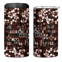 Burgundy Hawaiian Tapa Tribal Hibiscus 4 in 1 Can Cooler Tumbler LT9 One Size: 16 oz Burgundy - Polynesian Pride