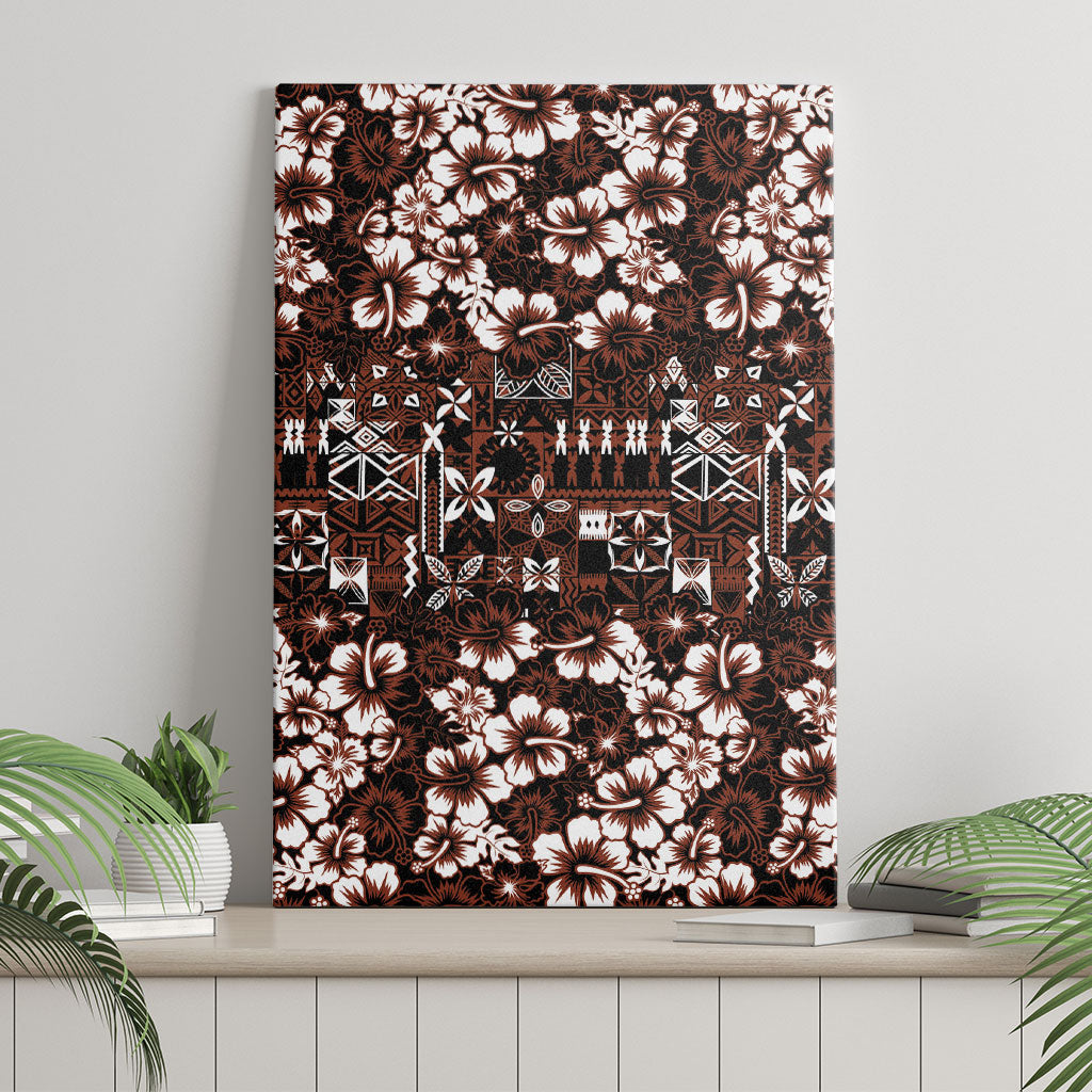 Burgundy Hawaiian Tapa Tribal Hibiscus Canvas Wall Art LT9 - Polynesian Pride