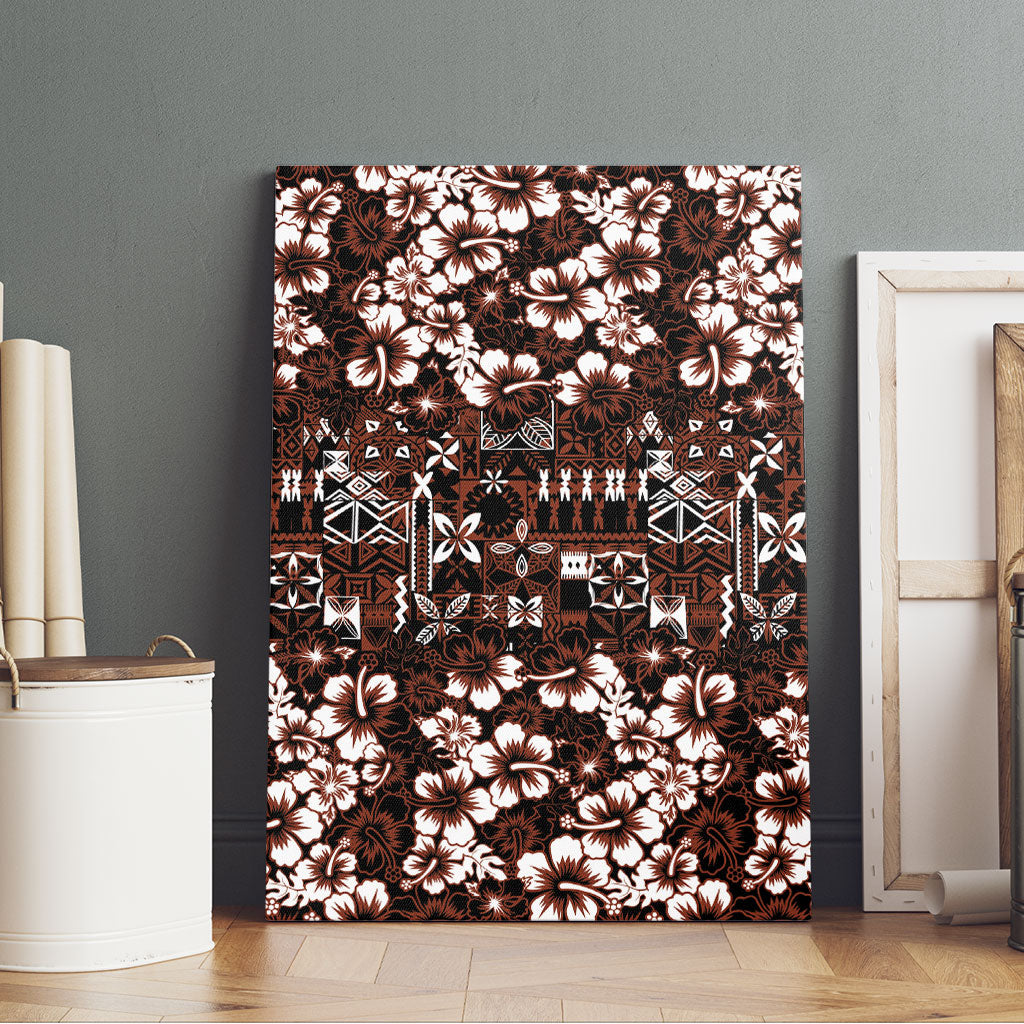 Burgundy Hawaiian Tapa Tribal Hibiscus Canvas Wall Art LT9 - Polynesian Pride