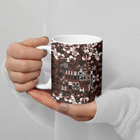 Burgundy Hawaiian Tapa Tribal Hibiscus Ceramic Mug LT9 - Polynesian Pride