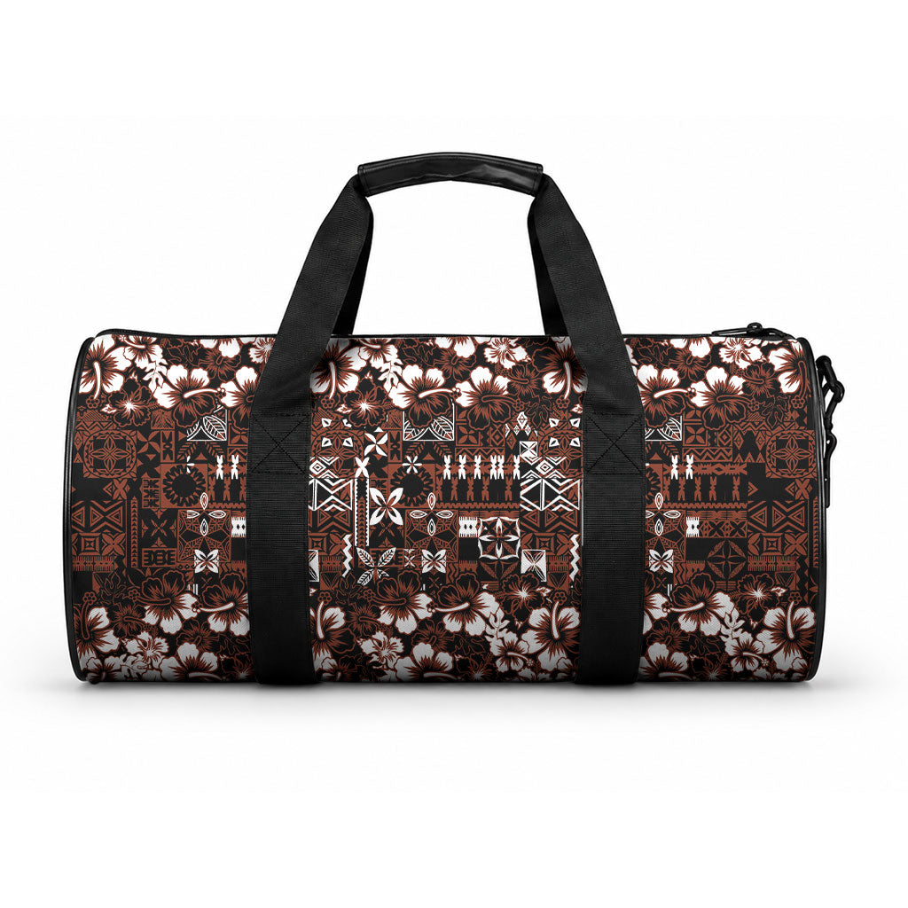 Burgundy Hawaiian Tapa Tribal Hibiscus Duffle Bag LT9 One size Burgundy - Polynesian Pride
