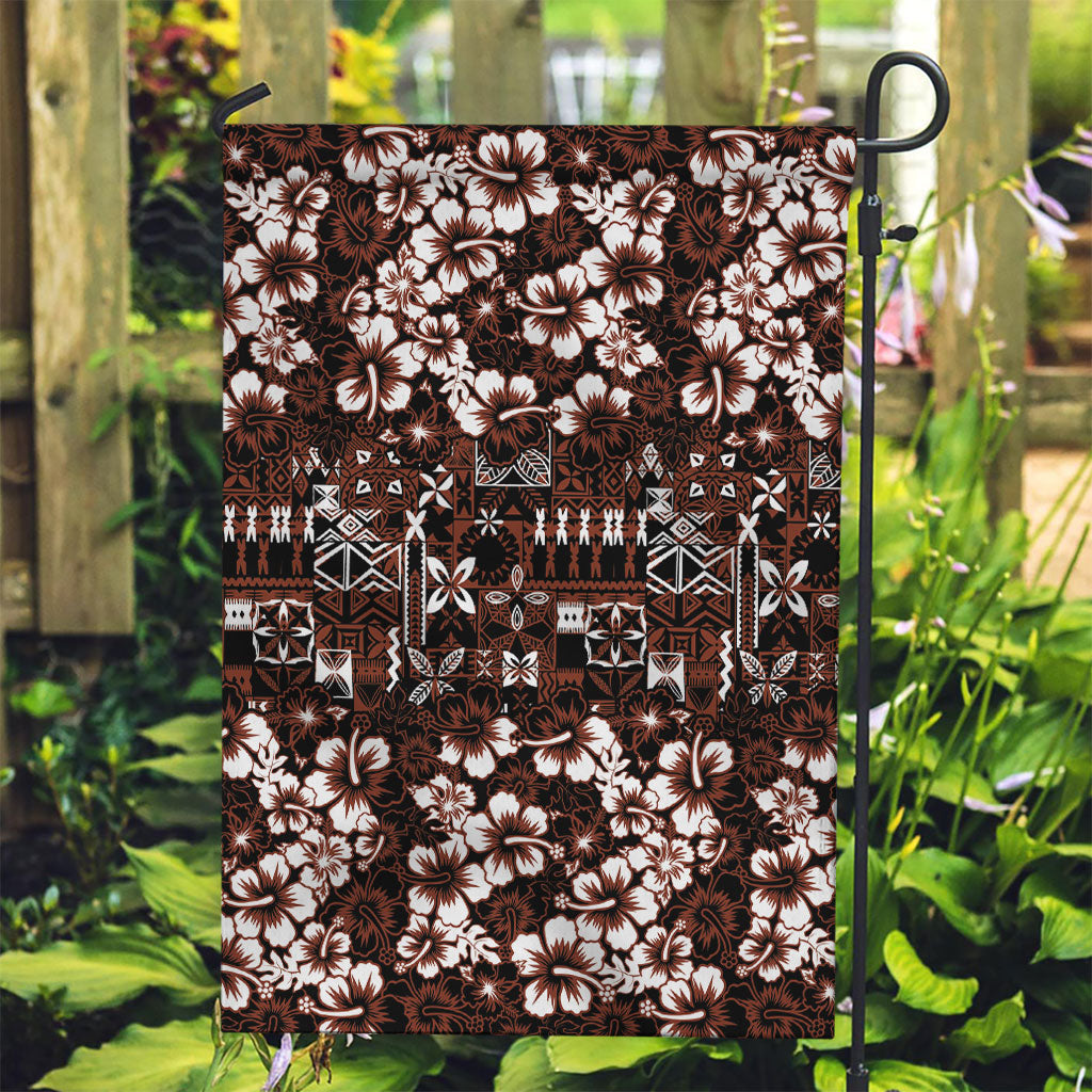 Burgundy Hawaiian Tapa Tribal Hibiscus Garden Flag LT9 Garden Flag Burgundy - Polynesian Pride