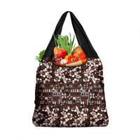 Burgundy Hawaiian Tapa Tribal Hibiscus Grocery Bag