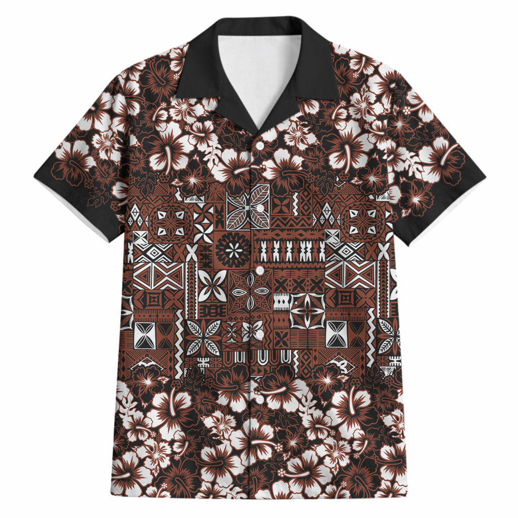 Burgundy Hawaiian Tapa Tribal Hibiscus Hawaiian Shirt