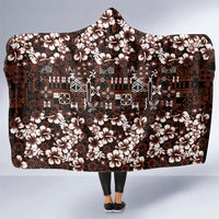 Burgundy Hawaiian Tapa Tribal Hibiscus Hooded Blanket LT9 One Size Burgundy - Polynesian Pride