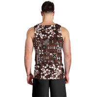 Burgundy Hawaiian Tapa Tribal Hibiscus Men Tank Top LT9 - Polynesian Pride