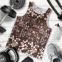 Burgundy Hawaiian Tapa Tribal Hibiscus Men Tank Top LT9 - Polynesian Pride