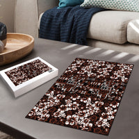 Burgundy Hawaiian Tapa Tribal Hibiscus Puzzle LT9 - Polynesian Pride