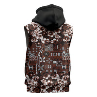 Burgundy Hawaiian Tapa Tribal Hibiscus Sleeveless Zip Hoodie LT9 - Polynesian Pride