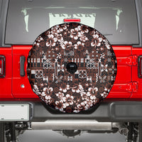 Burgundy Hawaiian Tapa Tribal Hibiscus Spare Tire Cover