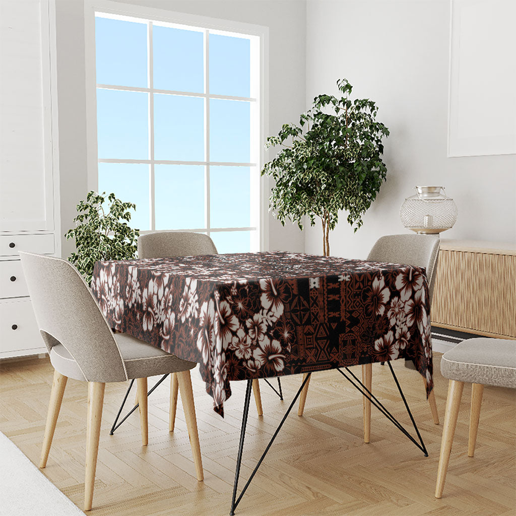 Burgundy Hawaiian Tapa Tribal Hibiscus Tablecloth LT9 - Polynesian Pride