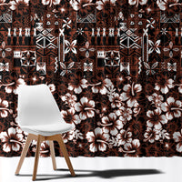 Burgundy Hawaiian Tapa Tribal Hibiscus Window Curtain LT9 - Polynesian Pride
