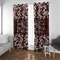 Burgundy Hawaiian Tapa Tribal Hibiscus Window Curtain LT9 With Grommets Burgundy - Polynesian Pride