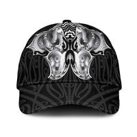 Aotearoa Kowhaiwhai Poutama Black Motif Classic Cap LT9 Universal Fit Black - Polynesian Pride